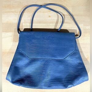 NWT Vintage Michael Steves LTD blue embossed handbag